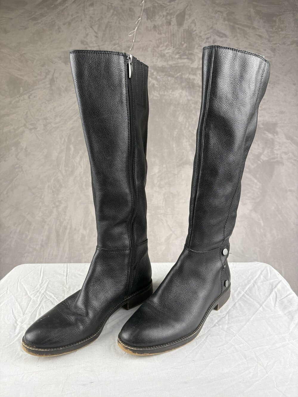 Franco Sarto Black Leather Knee-High Boots Size 7 - Picture 2 of 11